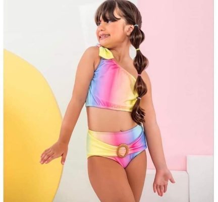 Maillot multicolore pour fille 2 pièce