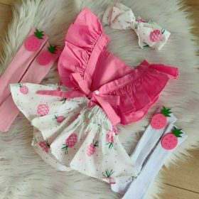 Robe bébé ananas rose 3 pièces
