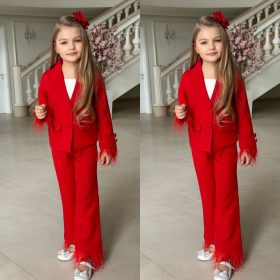 Enssemble fille classique rouge 4 piéces avec accessoire cheveux – Image 2