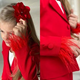 Enssemble fille classique rouge 4 piéces avec accessoire cheveux – Image 3