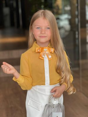 Enssemble jupe blanche et chemise orange 3 piéces – Image 4