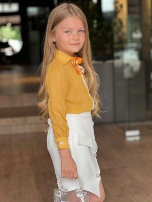 Enssemble jupe blanche et chemise orange 3 piéces – Image 5