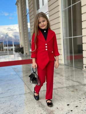 Enssemble fille classique rouge 4 piéces avec sac