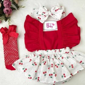 Robe bebe cerise 3 piéces