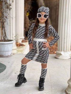 Robe fille 3 pièces noir et blanc – Image 2