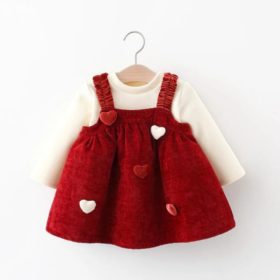 Robe à petits coeurs rouge et blanc 2 piéce – Image 2