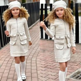 Enssemble fille beige 3piéces – Image 4