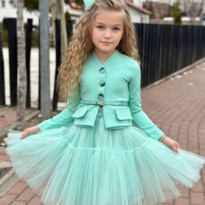 Enssemble fille bleu-vert 4 piéces