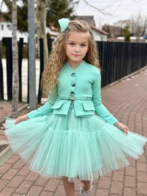 Enssemble fille bleu-vert 4 piéces