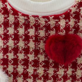 Robe careaux rouge et pull blanc haute qualité – Image 6