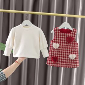 Robe careaux rouge et pull blanc haute qualité – Image 5