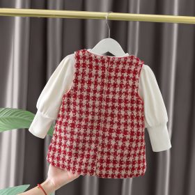 Robe careaux rouge et pull blanc haute qualité – Image 4