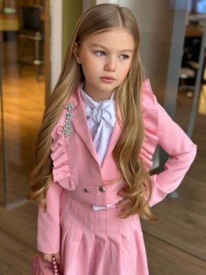 Enssemble fille rose paillettes 3piéces – Image 3