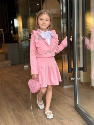 Enssemble fille rose paillettes 3piéces