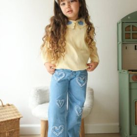 Enssemble fille pantalon jean coeur