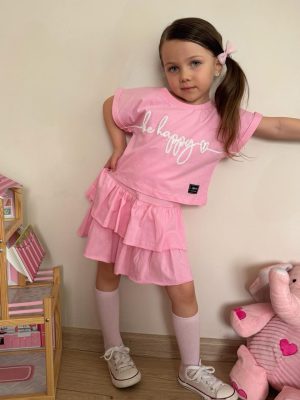 Enssemble fille BE HAPPY rose