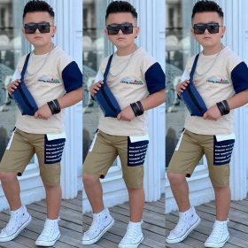 Enssemble garçon beige 3piéces – Image 2