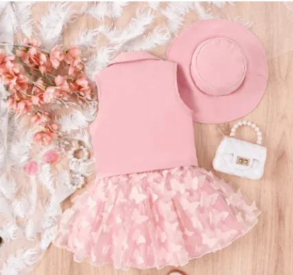 Ensemble 4 pièces avec chapeau rose – Image 2