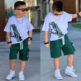 Ensemble garçon short vert