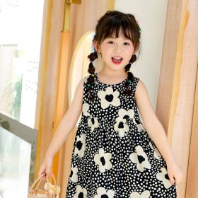 Robe noir à fleurs noir et blanche