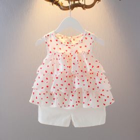 Ensemble fille à volants imprimé cœurs