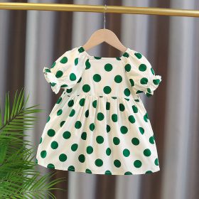 Robe blanc cassé à points vert – Image 3