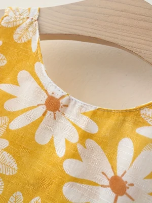 Robe jaune 2 pièce avec nœud mignon – Image 4