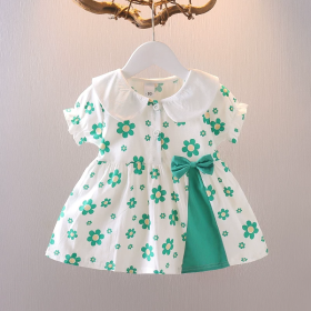 Robe à fleurs nœud vert