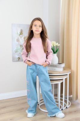 Enssemble fille pull rose