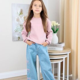 Enssemble fille pull rose