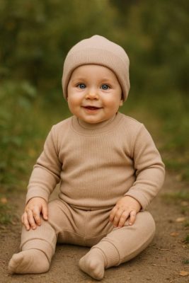 Pyjama 3 piéces beige – Image 2