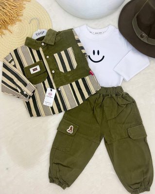 Enssemble Happy Boy kaki 3piéces – Image 9