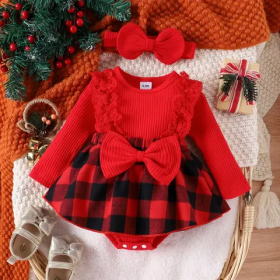 Robe bébé Carreaux rouge 2 piéce