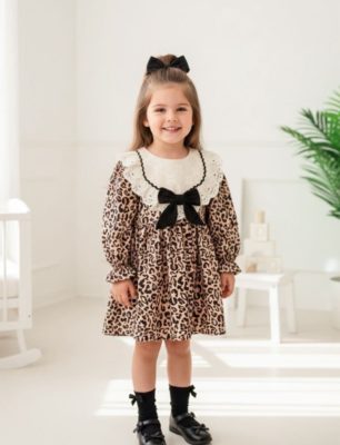 Robe léopard velour avec accessoire cheveux noir – Image 2