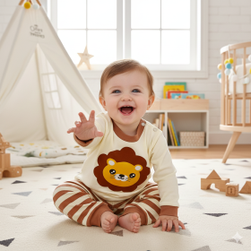 Pyjama Lion à rayures marron – Image 3