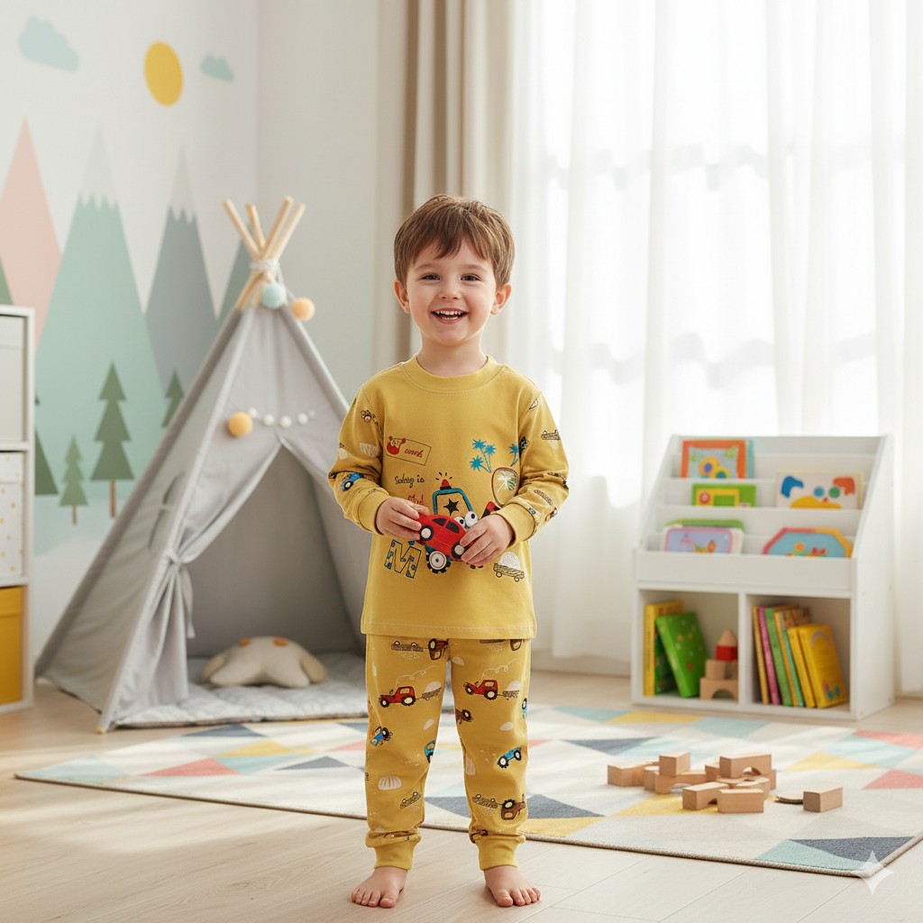 Gemini_Generated_Image_q0kt58q0kt58q0kt (1) Pyjama P'tit Chauffeur Jaune – Image 1