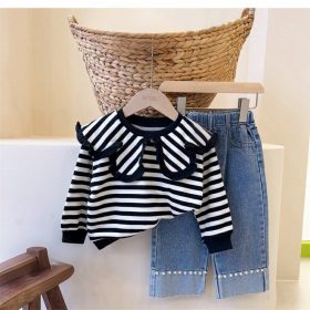 Enssemble fille à rayures noir
