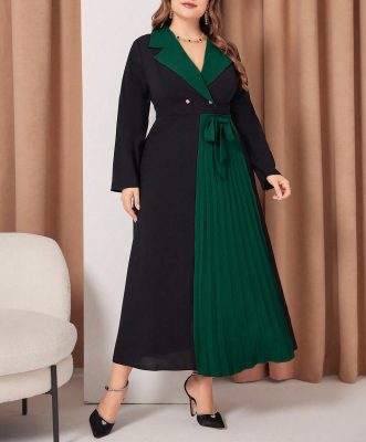 Robe Longue Bicolore Vert