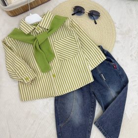 Enssemble Rayures vert et Jean