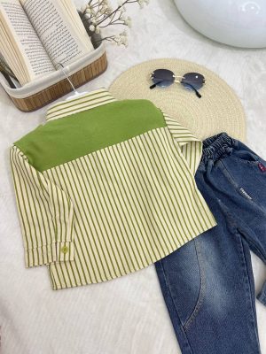 Enssemble Rayures vert et Jean – Image 9