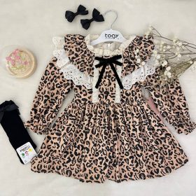 New leopard dress en velour avec accessoire noir