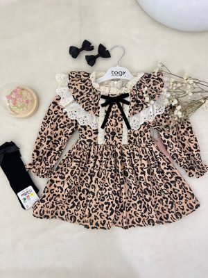 New leopard dress en velour avec accessoire noir
