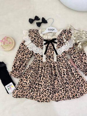 New leopard dress en velour avec accessoire noir – Image 5