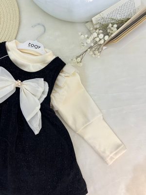 Robe velour noir doublure coton 2 piéce – Image 6