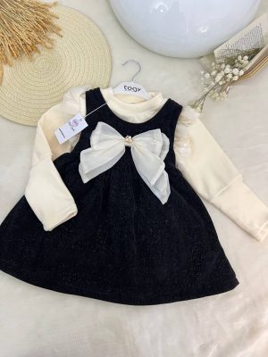 Robe velour noir doublure coton 2 piéce – Image 5