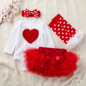 Enssemble Tutu Cœur Rouge 4 pieces