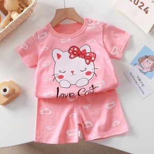 Pyjama rose love cat