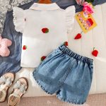 Enssemble chemise blanche motif fraise – Image 3