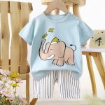 Pyjama Sleepy Elephant bleu et blanc coton