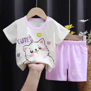 Pyjama coton short move motif cat